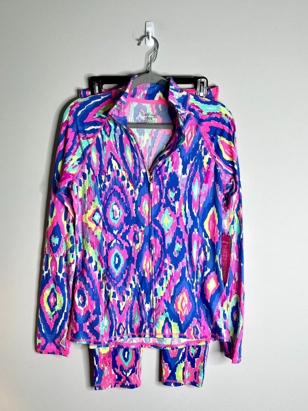 Lilly Pulitzer Luxletic Activewear Full Zip Jacket Leggings Sz M NWT Ikat Print